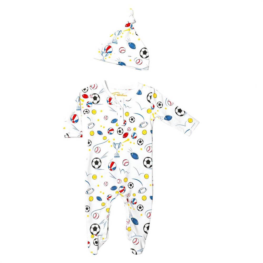 NEW PETIDOUX baby's hat pajama set in sports champion
